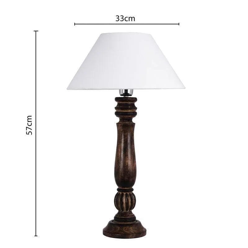 Vintage Victorian Fabric Table Lamp - White,Brown media 5