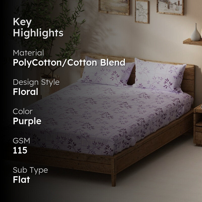 Uvral Bedsheet (Lavender) - 115 GSM media 2