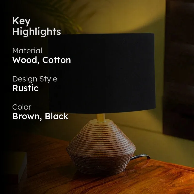 Yami Wooden Table Lamp - Brown,Black media 2