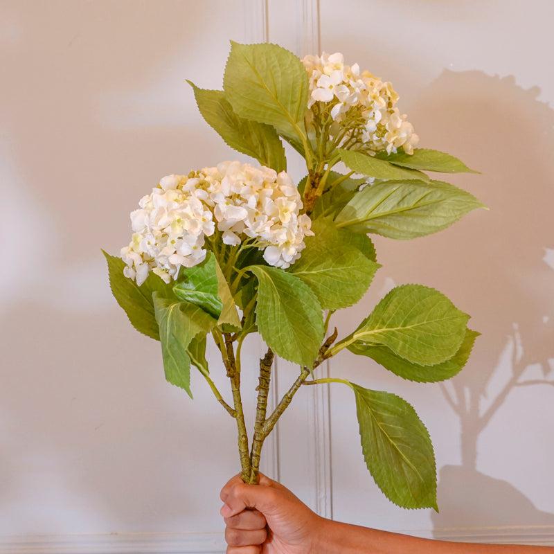 Faux Hydrangea Flower Stick (White) - 32 CM media 3