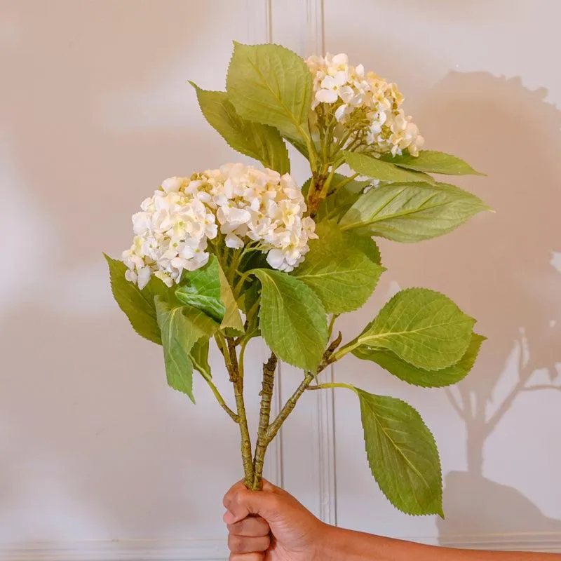 Faux Hydrangea Flower Stick (White) - 32 CM media 3