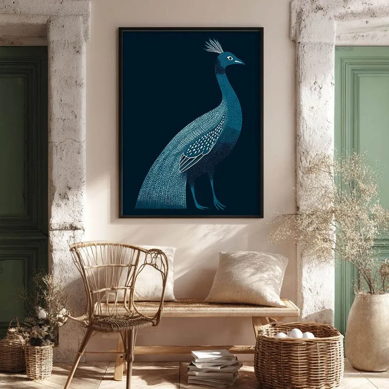 Peaceful Peacock Folk Art Canvas Wall Painting With Black Frame media 3