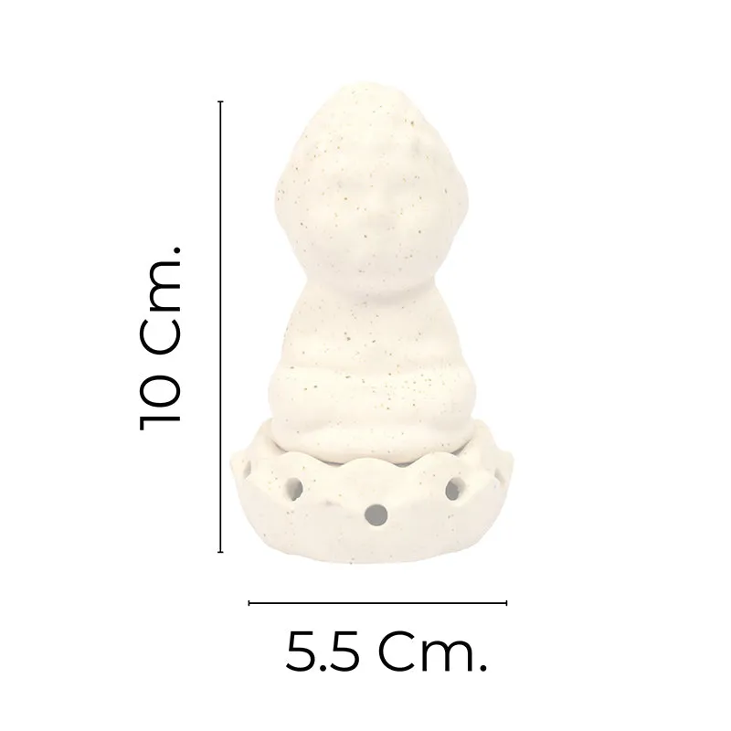 Buddha Ceramic Incense Holder (White) - Four Piece Set media 6