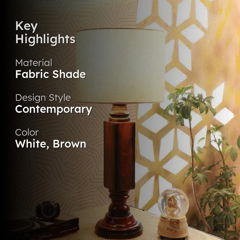 Pashe Lilian Fabric Table Lamp - White,Brown media 2