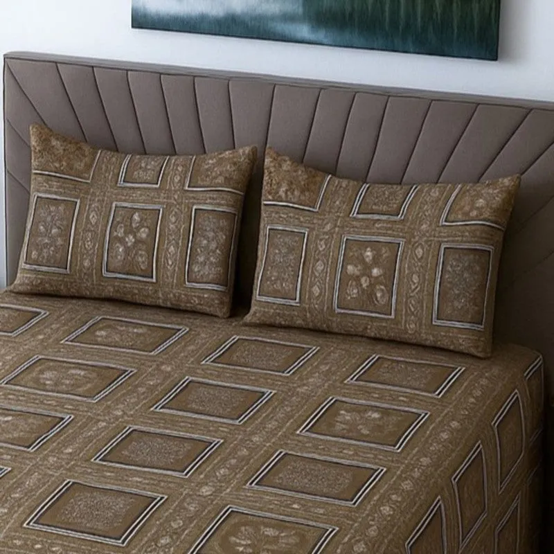 Kalaash Cotton Bedsheets (Brown) - 400 TC media 3