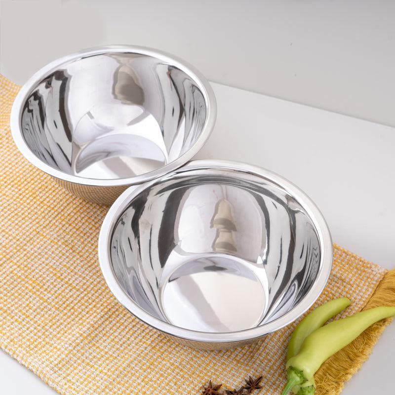 Circular Steel Mixing Bowl (3500 mL Each) - Set Of Two media 3