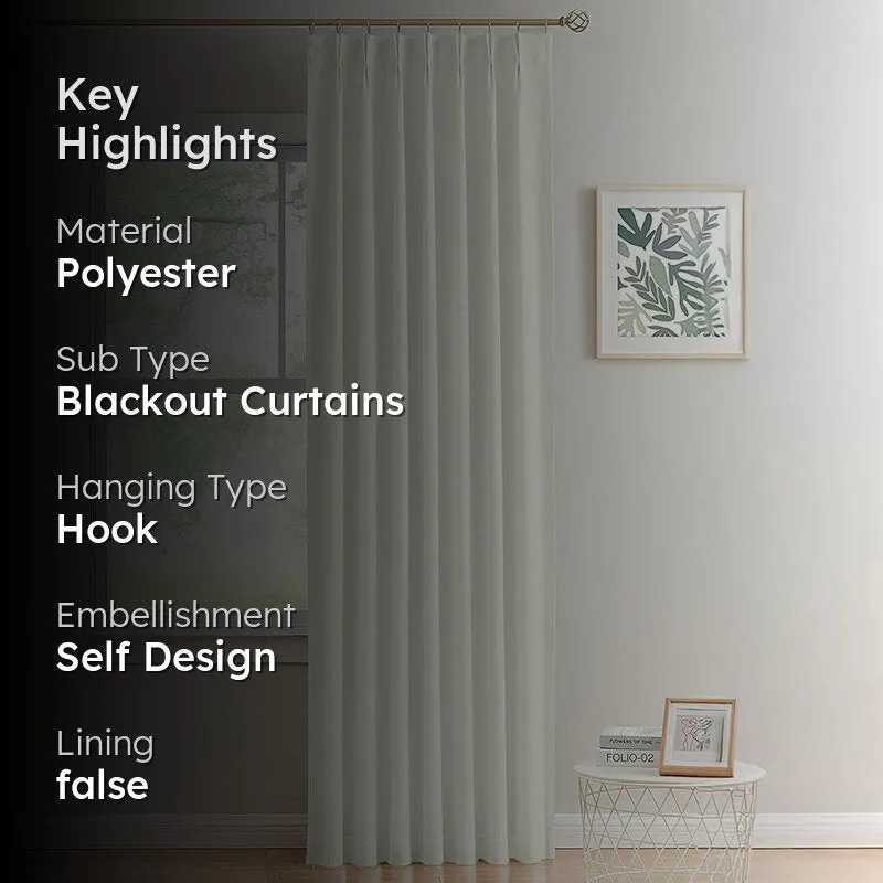 Noir Double Pinch Pleat Blackout Curtain - Ivory media 2