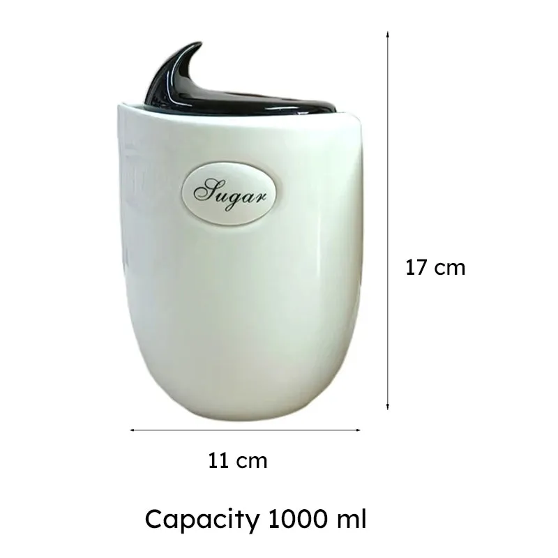 Lamia Black Storage ceramic Containers (1000 mL Each) - Set Of Two media 8