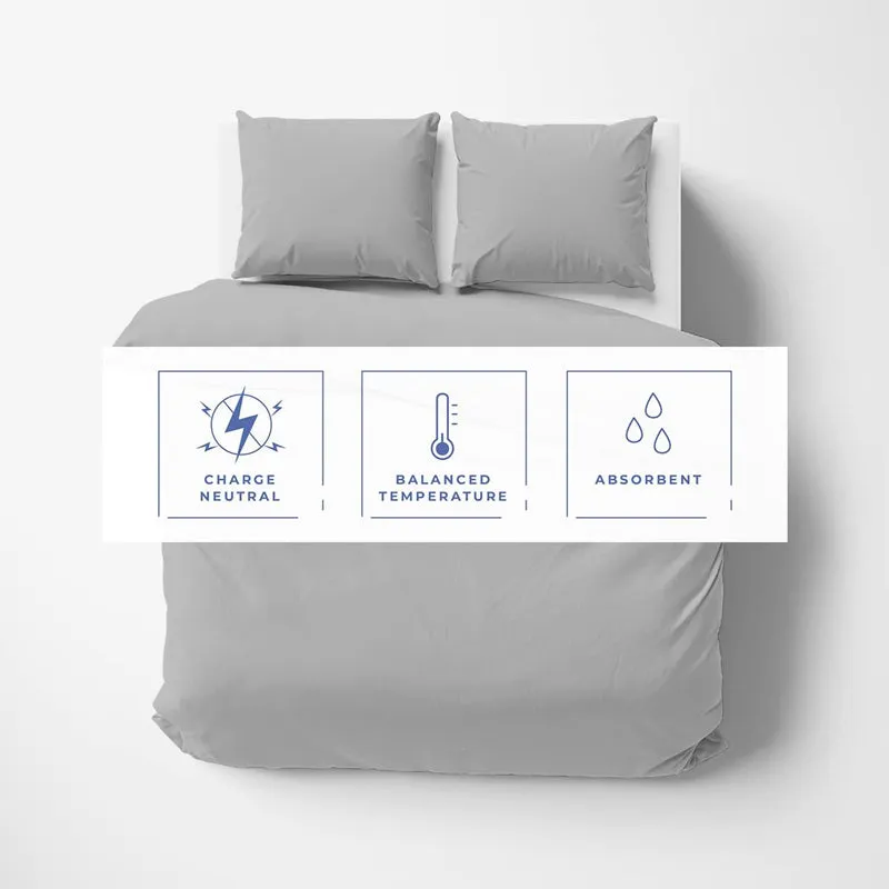 Amelia 100% Cotton Satin Weave Duvet Cover With Pillow Covers - Light Grey media 4