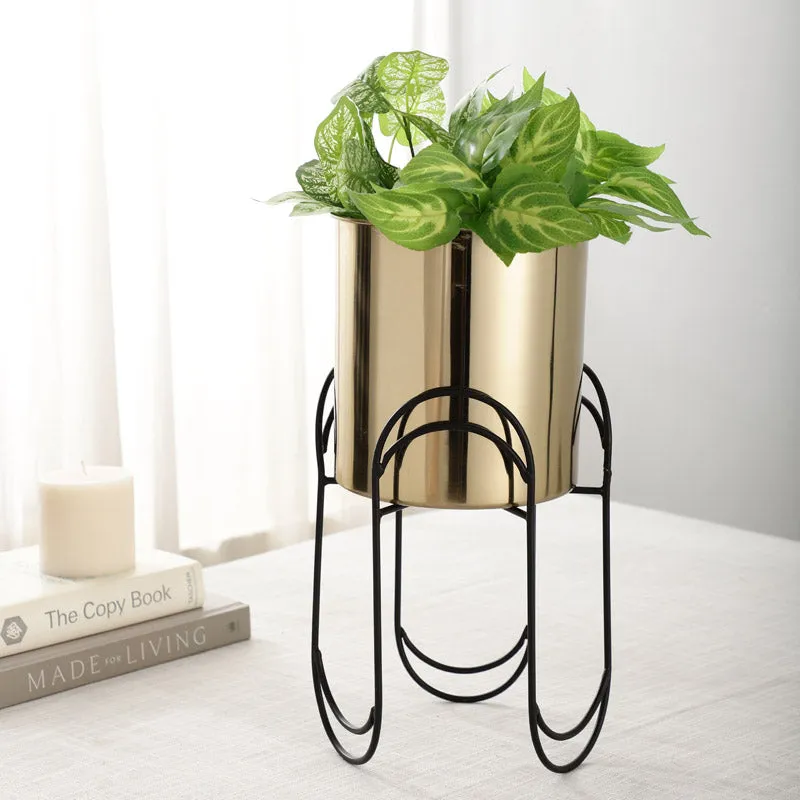 Vyra Stainless Steel Planter - Gold & Black media 2