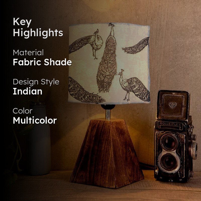 Pretty Peacocks Fabric Table Lamp - Multicolor media 2