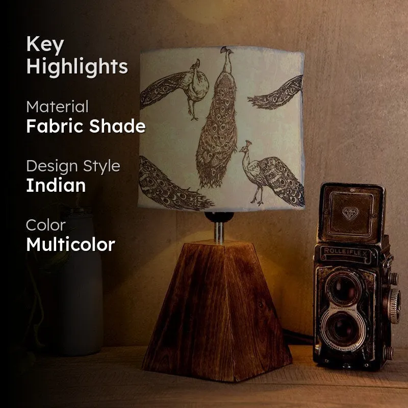Pretty Peacocks Fabric Table Lamp - Multicolor media 2