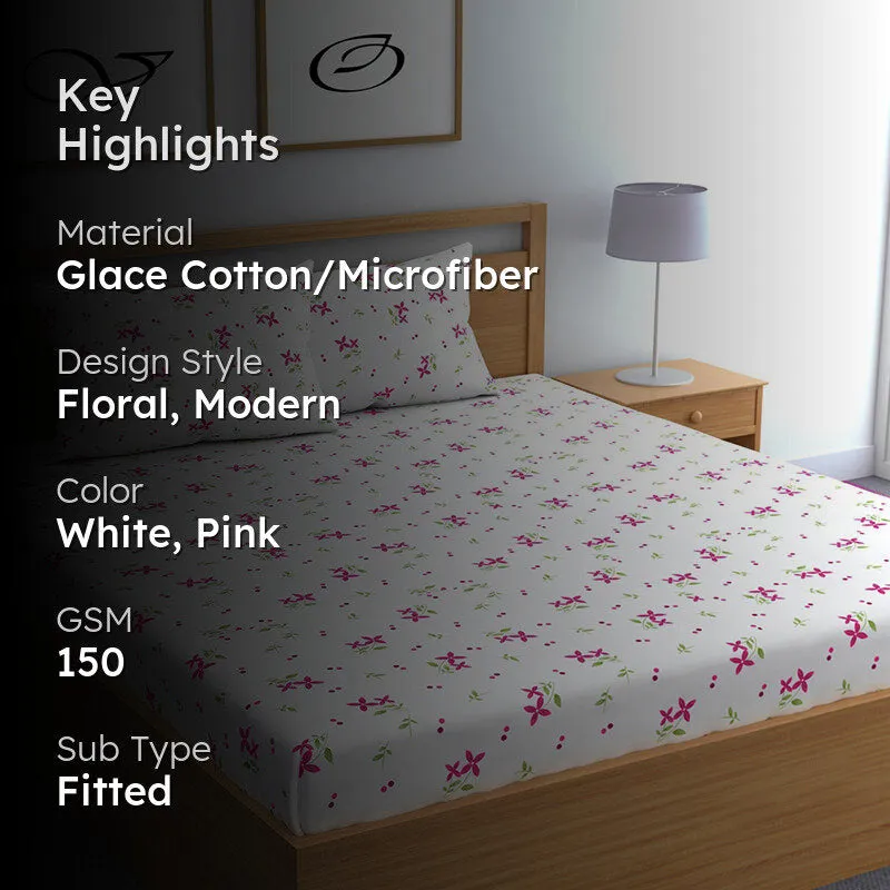 Nellie Fitted Microfiber Microfiber Bedsheet (Pink) - 150 GSM media 2
