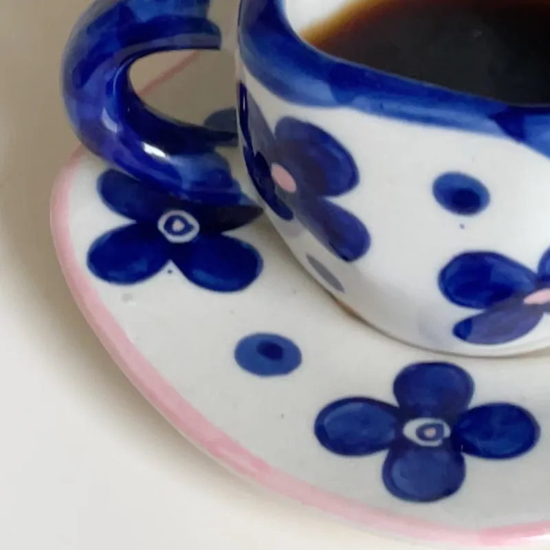 Blue Petal Cup & Saucer (240 mL Each) - Set of Two media 4