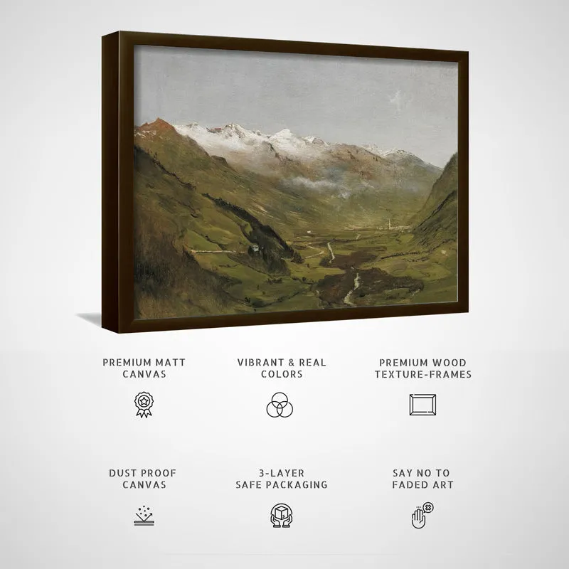 Snowcapped Wall Painting With Wooden Frame - Black media 5
