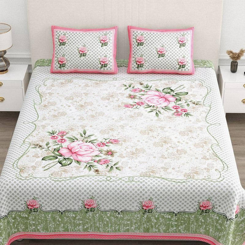 Jasper Floral Cotton Bedsheet (Peach) - 180 TC media 3