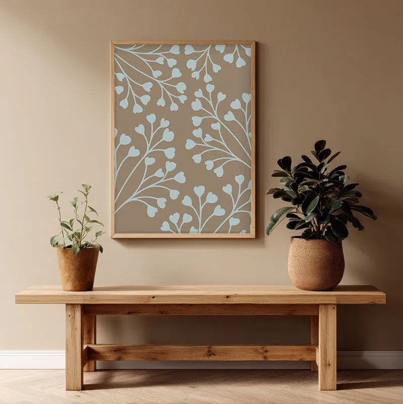Tundra Bloom Canvas Wall Painting With Brown Frame media 1