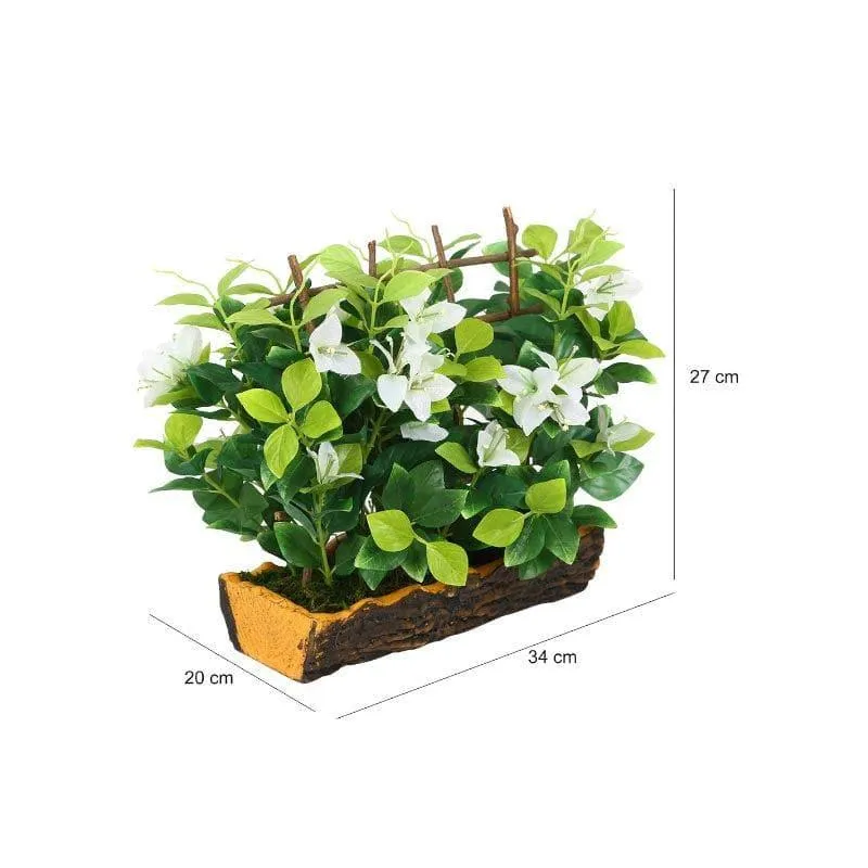 Faux Artificial Bougainvillea Bonsai in Plastic Pot (27 cms) - White media 5