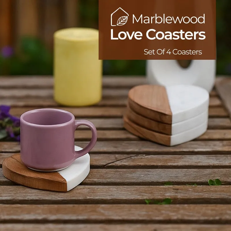 Heart Shaped Stone Acacia Wood Coasters media 7