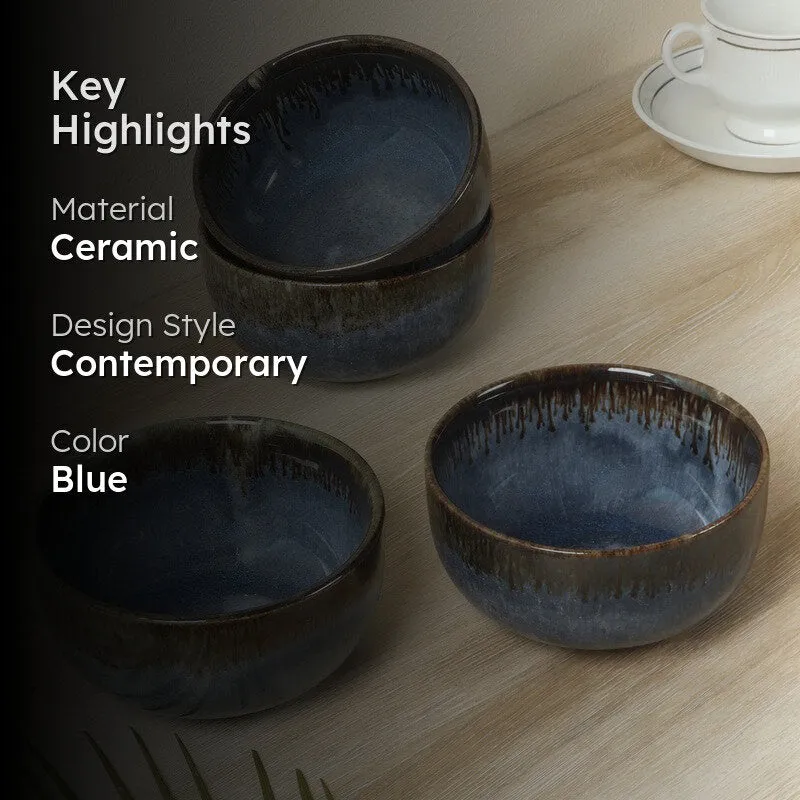 DailyBowl Snack Bowl (Blue,400 mL Each) - Set Of Four media 2