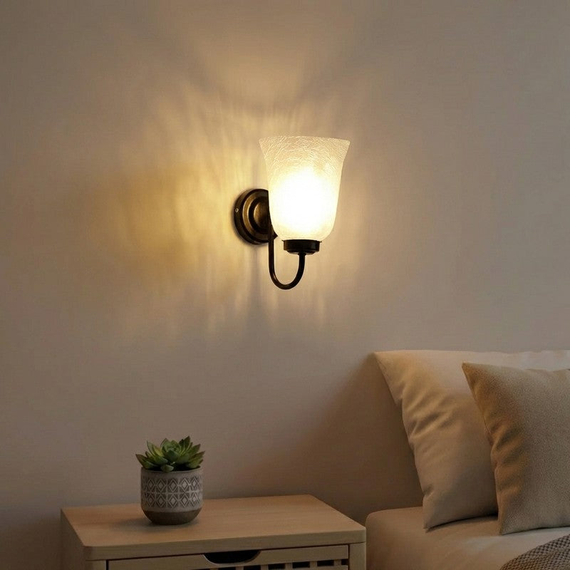 Crystal Bloom Black Hook Glass Wall Lamp