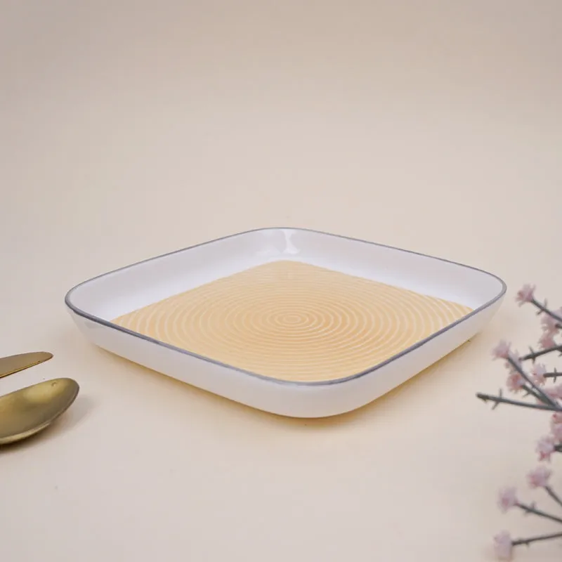 Trovo Yellow Square Snack Plate - Set Of Six media 3