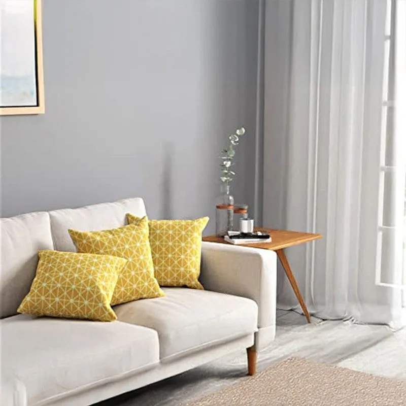 Urban Space Modern Geometric Yellow Cotton Cushion Covers - Set Of Three media 4