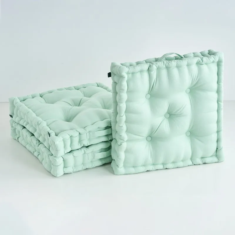 Fluffscape Solid Cotton Floor Cushion (Sage Green) - Set Of Three media 2