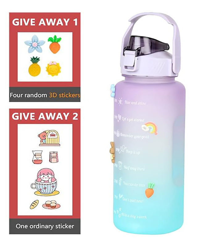 Ombre Sip Water Tumbler With Straw & Stickers (Purple,Blue) - 2 L media 4
