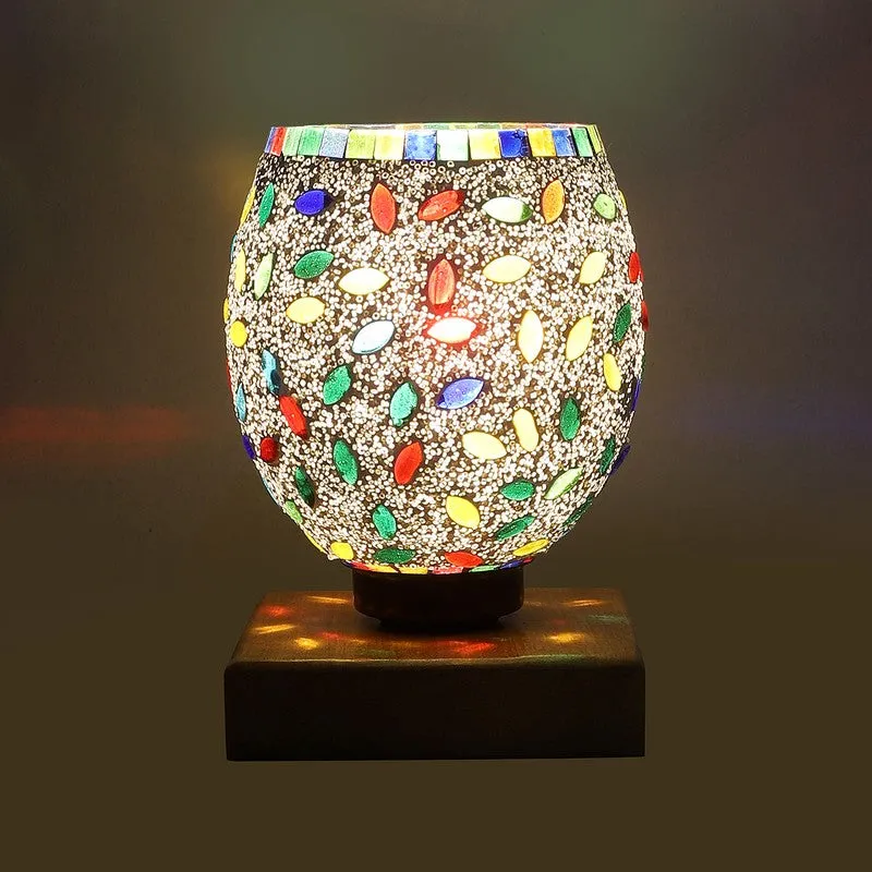 Twinkle Mosaic Glass Table Lamp With Wooden Base - Multicolor media 8