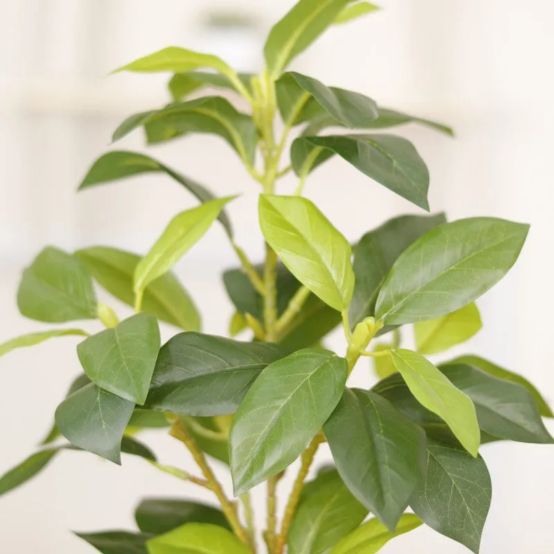 Artificial Croton Leaf Plant With Black Fiber Pot (Green) - 1.3 Feet media 6
