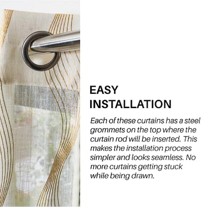 Urban Space Pampas Gold Foil Printed Curtain - Set Of Two media 11