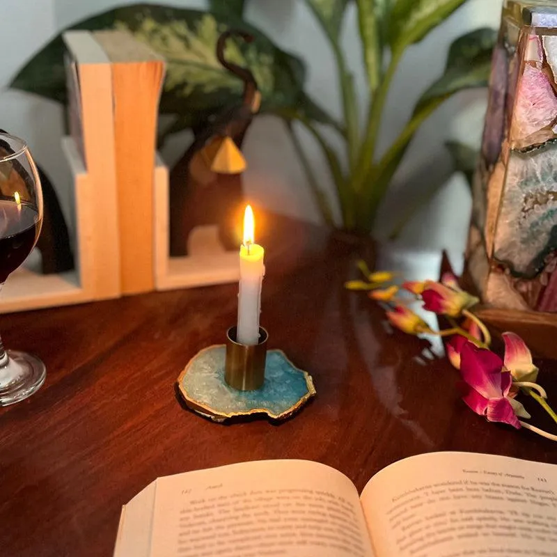 Niema Handcrafted Agate Candle Holder - Brown media 3