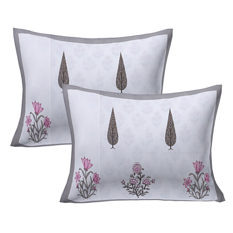 RiwaayatWhite Handblock Printed Cotton Bedsheet (Brown) - 400 TC media 5