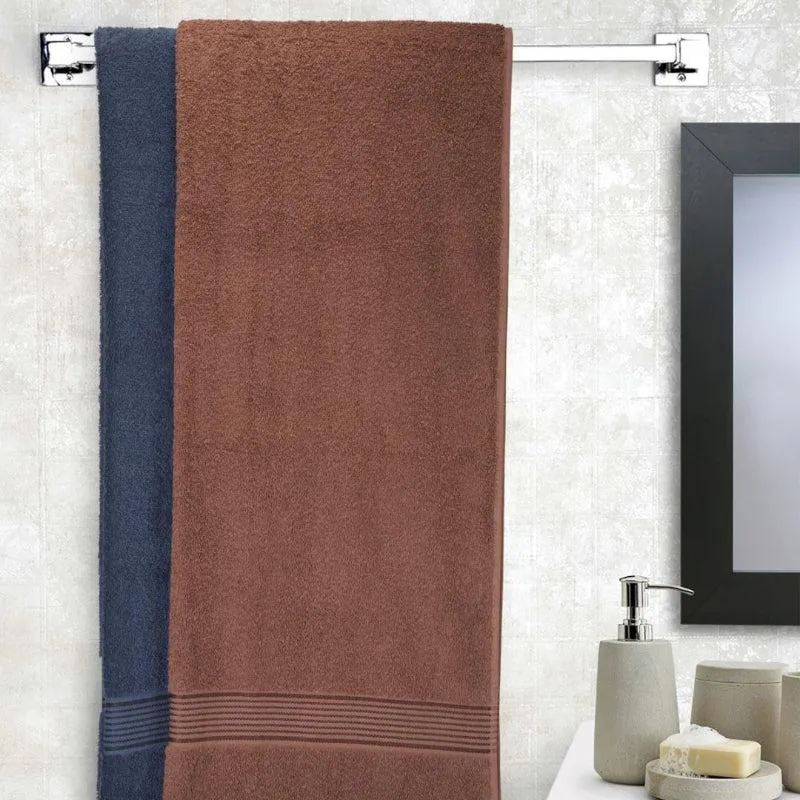 Bodil Bath Towel (Navy Blue & Brown) - Set Of Two media 1