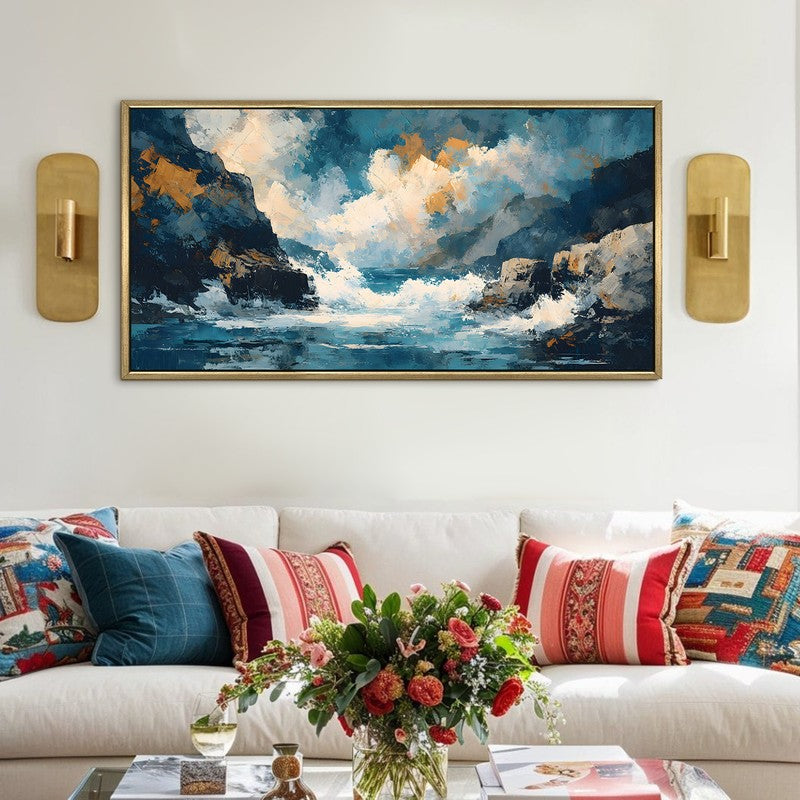 Roaring Tides Canvas Wall Painting With Frame