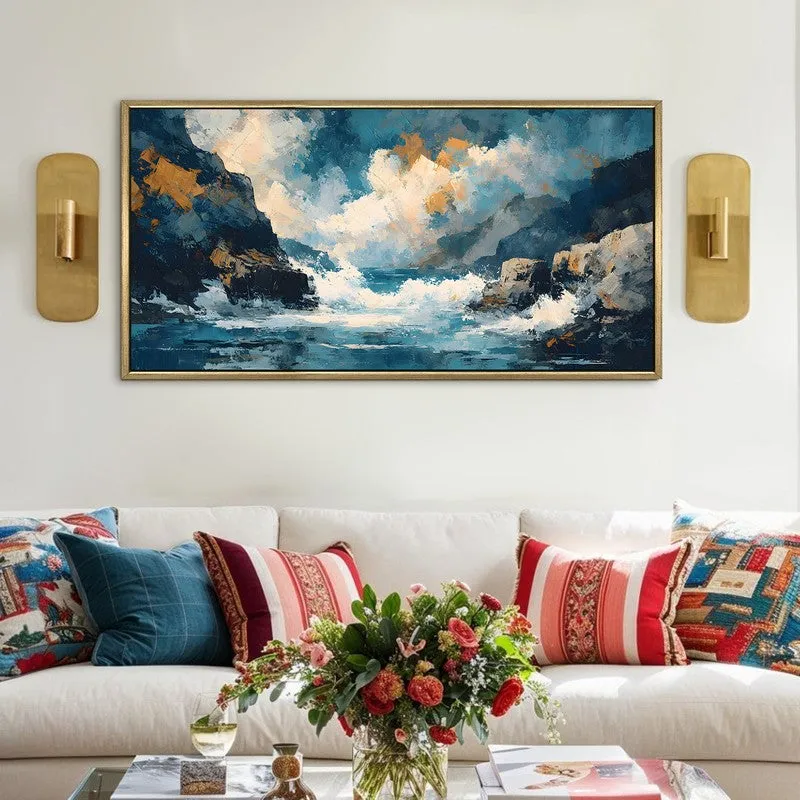 Roaring Tides Canvas Wall Painting With Frame media 1