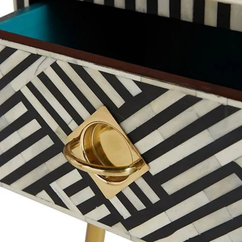Mesh Line Bone Inlay Side Table media 5