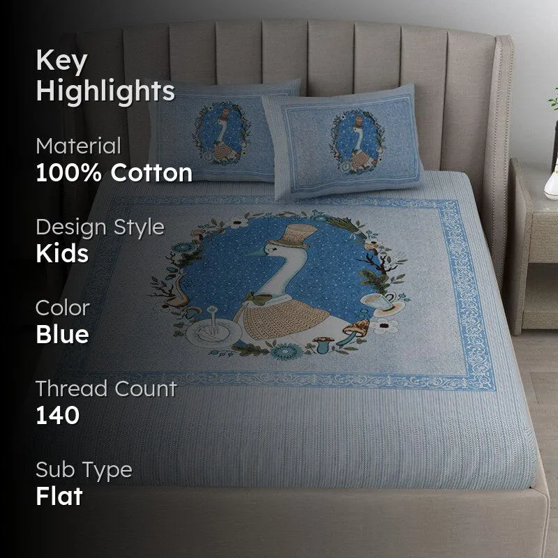 Panchatantra Pals Kids Cotton Bedsheet (Blue) - 140 TC media 2