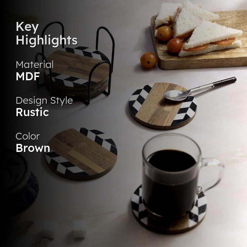Nihi Black & White Coaster With Stand media 2