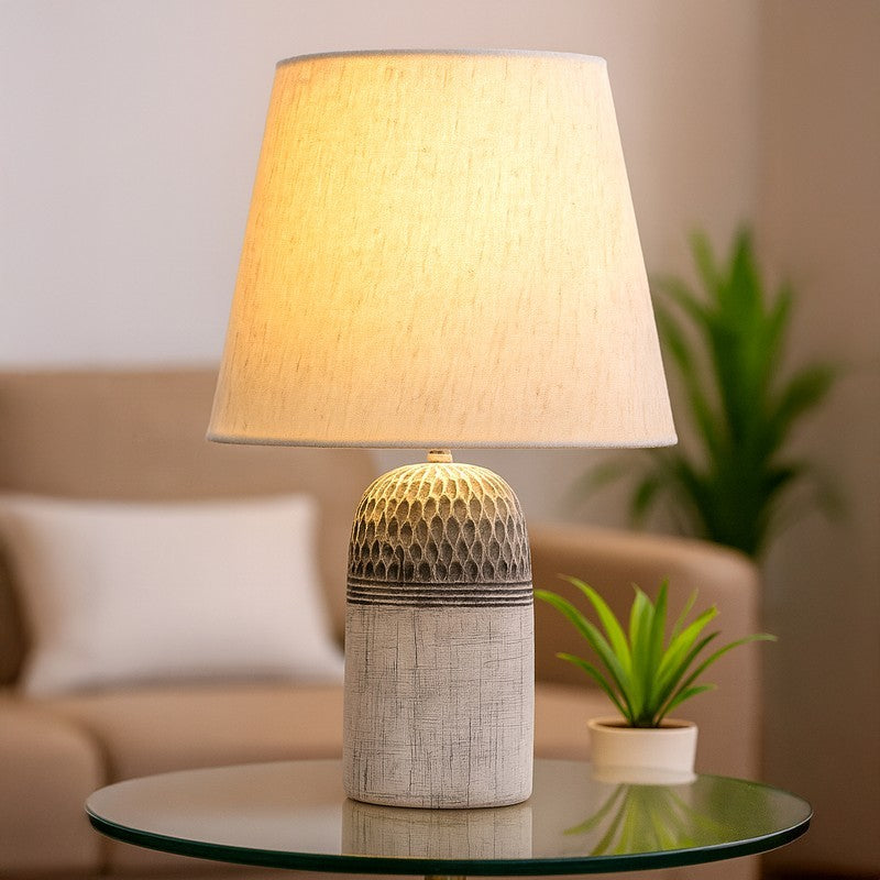 GlowCraft Designer Ceramic Table Lamp - White