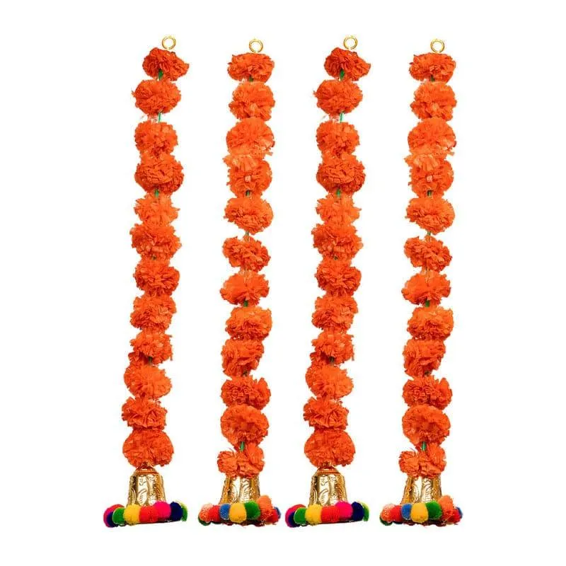Ethnic Faux Marigold Latkan (Orange) - Set Of Four media 3