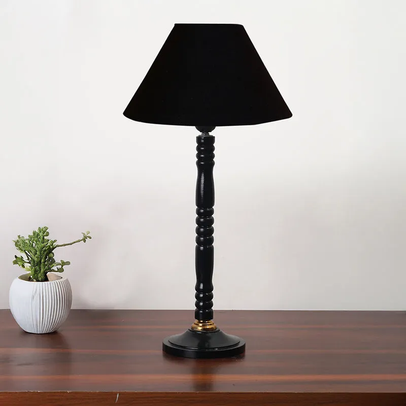 Glow Mesa Table Lamp With Carved Wooden Base - Black media 3