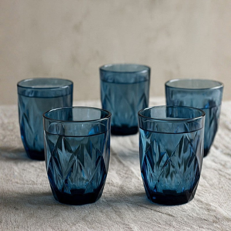 Crystal Wave Glasses (Blue,280 mL) - Set Of Six media 3
