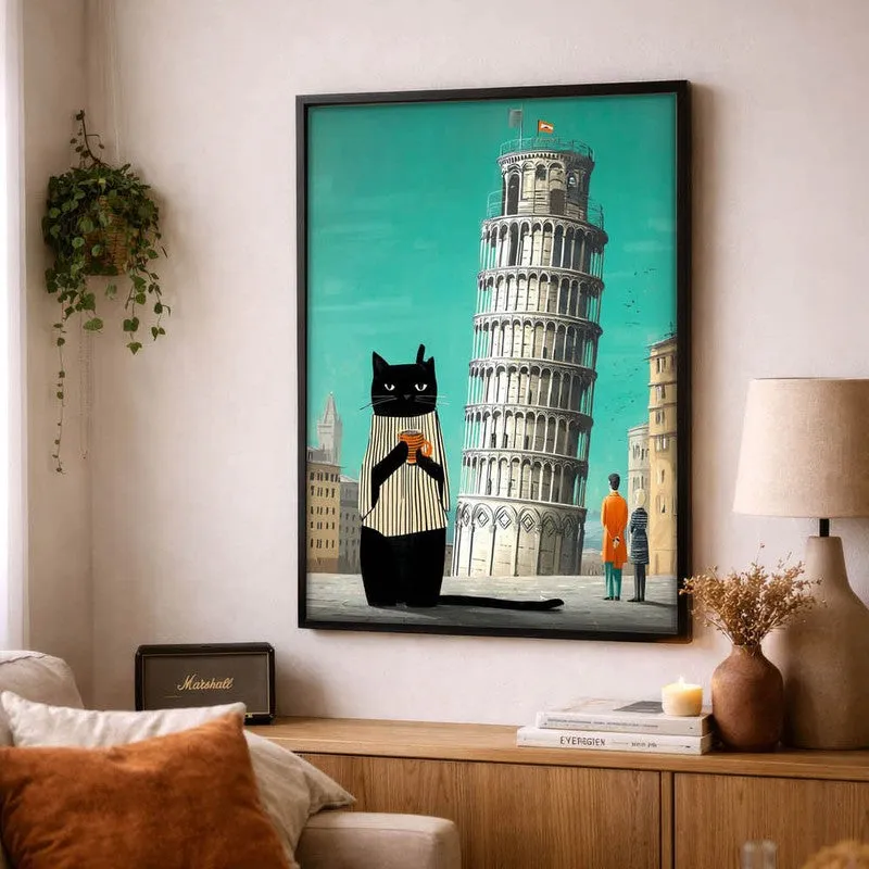 Mystic Cat Brew Wall Painting With Frame media 5