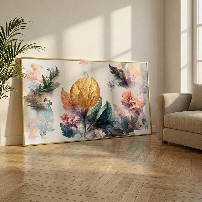 Celestial Garden Bloom Canvas Wall Painting With Frame