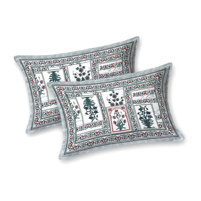 Designet Cotton Bedsheet (Grey,Blue) - 240 TC media 4