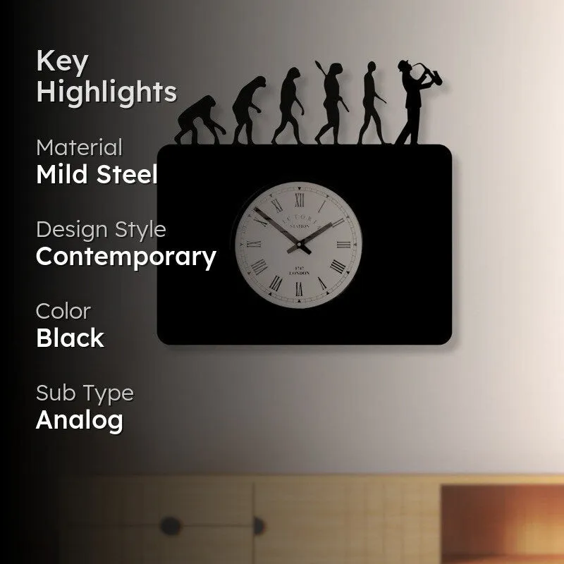 Evolvyn Steel Analog Wall Clock - Black media 2