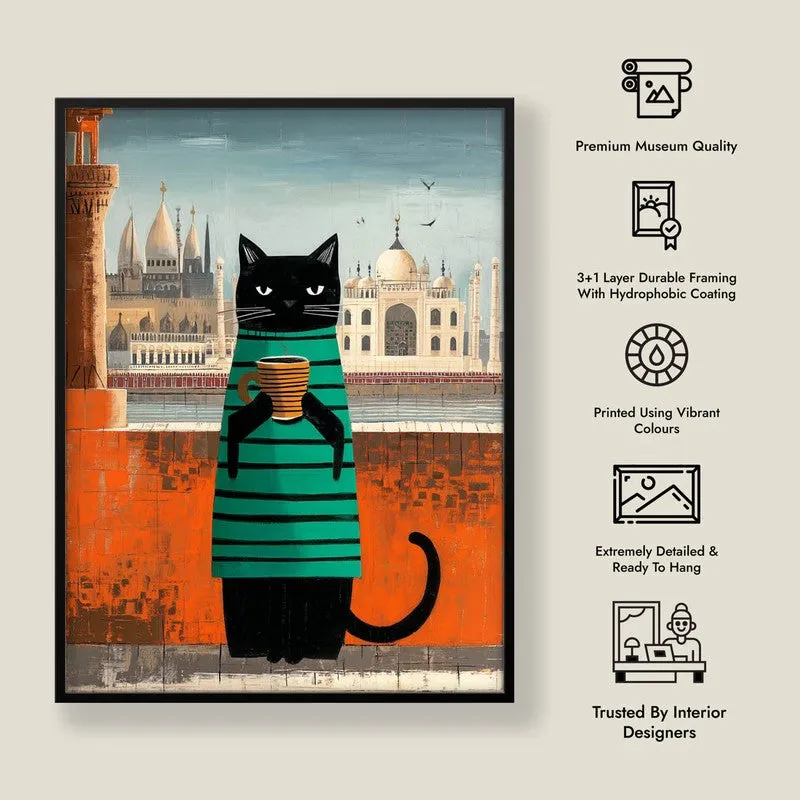Adventurous Cat Wall Painting With Frame media 9