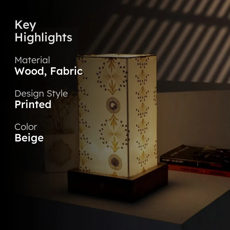 Luma Recta Base Fabric Wooden Table Lamp - Multicolor media 2